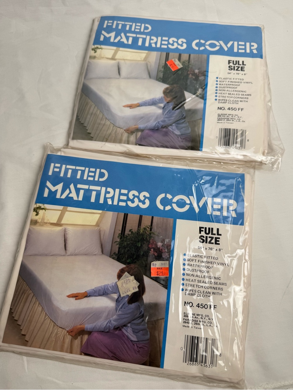 2 Vintage Fitted Mattress Covers Full 54” x 76 Waterproof Vinyl New Old Stock